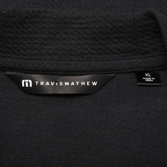 TravisMathew Sweater Men XL Black Button Front Pristine Shore Cardigan Knit Golf - Picture 4 of 12